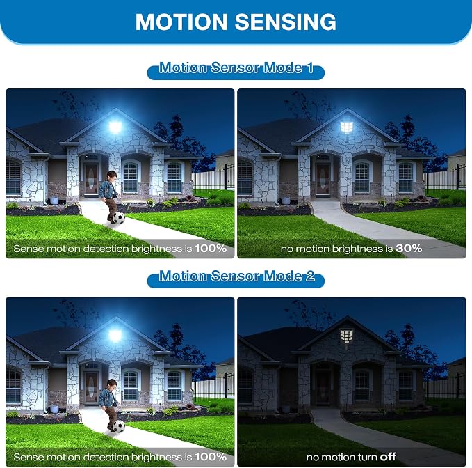 Solar Lights Outdoor, 6500K Motion Sensor Security Lights, 6-Pack | IP66 waterproof with dusk to dawn lighting, motion sensor and remote control for yards, parking lots, courtyards and garages