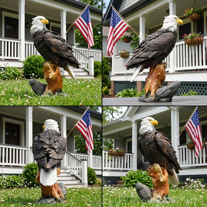 13.2" Real Eagle Outdoor Sculpture,Funny Bird Statue,Garden Beach Statue Decorations,Resin Animal Seabird Ornaments,Coastal Beach Decor,Patio Decor for Table Statues for Garden,Lawn,Yard