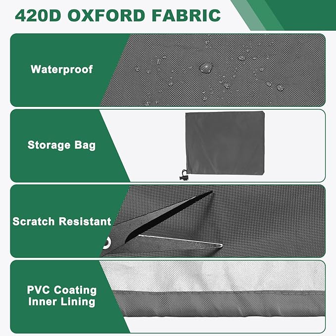 M METERXITY Square Patio Table Cover, 36"L x 36"W x 4"H Rectangular Table Cover for Outdoor Furniture, All-Weather/Waterproof/UV-Resistant, Patio Furniture Protector [Grey]
