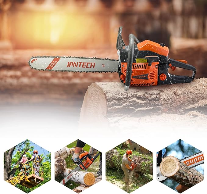 Gas Chainsaw 60cc 2-Cycle Gasoline Powered Chainsaw 20 Inch Handheld Cordless Petrol Chain Saws for Forest, Wood, Garden and Farm Cutting Use
