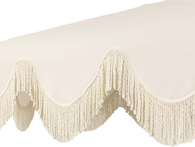 JONATHAN Y UMB1001 Collins 9 ft. Classic Cottage Tassel Market Patio Umbrella with Auto-Tilt, Crank, Wind Vent and UV Protection