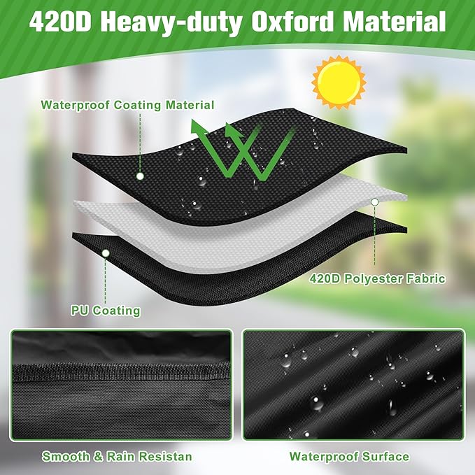 Outdoor Chair Cover Waterproof, High Back Stackable Patio Chair Cover for Lawn Furniture for Protecting (Black, 34Wx30Dx38.5H)
