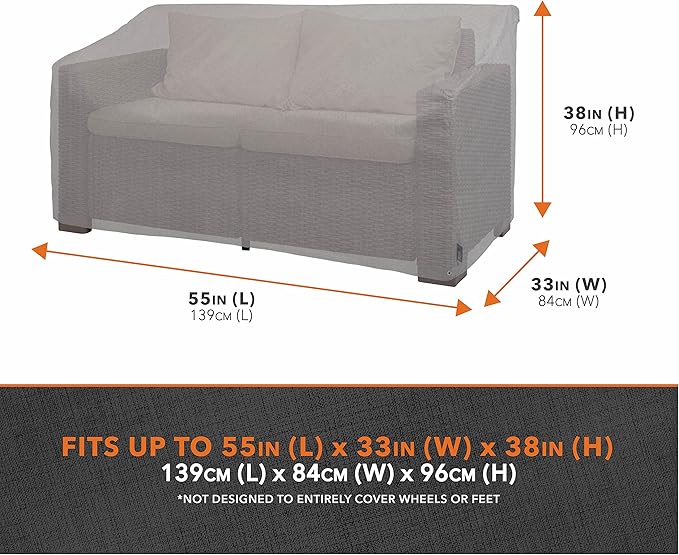 Modern Leisure Garrison Patio Loveseat Cover - Weather-Resistant Fabric - Outdoor Furniture Protection Perfect for Patio, Deck, and Porch - 55" L x 33" W x 38" H - Granite