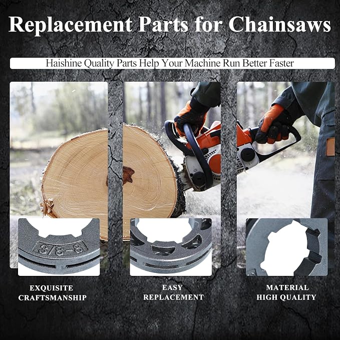 6Pc Sprocket Rim,All kinds 325"-7T/8T丨3/8"-7T (19mm/22mm) 丨 3/8"-8T 丨404"-7T Kit Sprocket Rim for Husqvarna/Stihl 2-Stroke Chainsaws Replace Oregon Parts