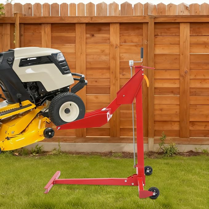 Adjustable Lawn Mower Lift Jack with 450 lbs Capacity, Telescopic Height 40.87-49.72in, Portable with Wheels, for Lawn Mowers Tractors & ATVs
