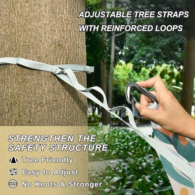 Orange-Green Japanese Zephyr Cherry Blossoms 330lb Capacity Camping Hammocks with Tree Straps Tree Hammock for Outside Patio Backyard Poolside hamaca para Patio Exterior