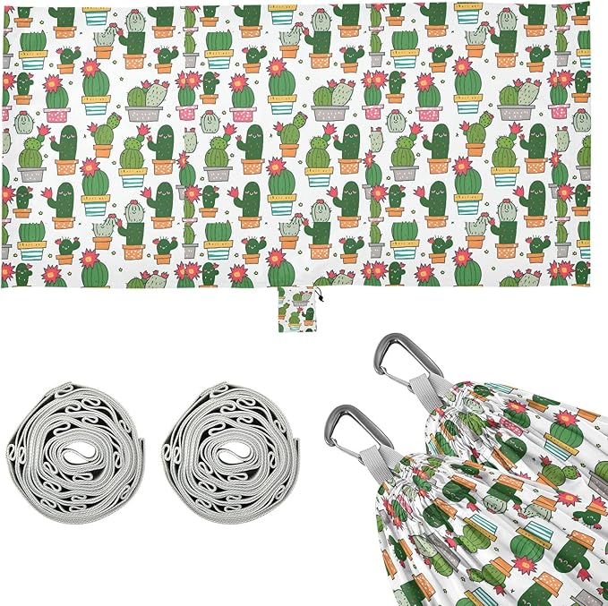 Camping Hammock Outdoor Hammocks for Outside Cute Cactus Beach Trees Portable Lightweight with Pockets Tree Straps Indoor