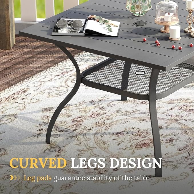 VICLLAX Patio Dining Set for 4-37.8" Square Table & Cushioned Seats, Grey