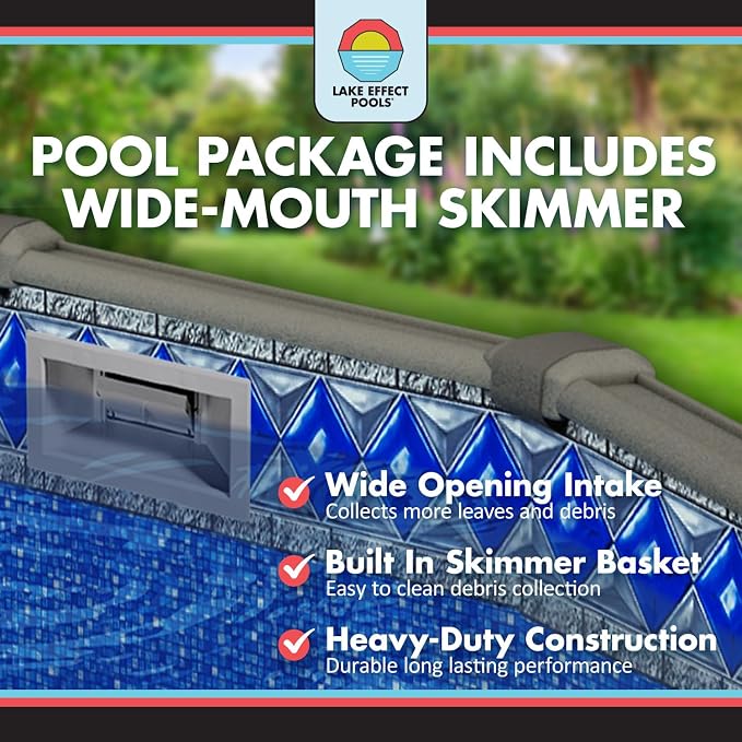 Lake Effect Pools 'Grand Cayman' 21 ft Round Above Ground Swimming Pool | 52 Inch Strong Extruded Resin Components | Bundle Includes: 25 Gauge Overlap Liner & Widemouth Skimmer