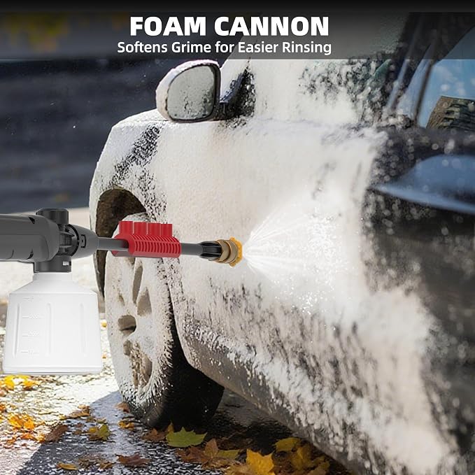 Electric Pressure Washer, 2.5 Max GPM Power Washer with Foam Cannon, Powerwasher with 4 Nozzles, High Pressure Washer for Cars, Driveways, Patios, Decks