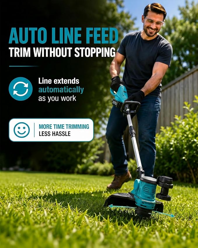 DEGGE Electric Cordless String Trimmer & Lawn Edger, 2 x 21 V x 3.0Ah 12'' Weed Eacter (Charger Included)