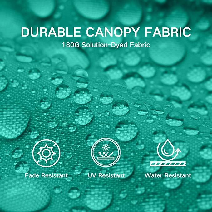 Kingdura 10ft 3-Tier Patio Umbrella with Solar Lights, Table Umbrella Outdoor Patio with Easy Crank & Tilt, 8 Sturdy Ribs, UV Protection, 32 LED Lights for Deck, Poolside, Market (Tiffany blue)