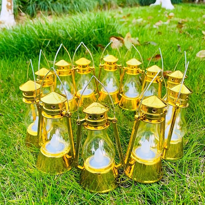 12 Pack Mini Lantern for Little Cowboy Centerpieces Tables Ideas Western Party Favor Decorations Wedding Decor Camping with 4inch Flickering LED Candle, Vintage Table Toppers Decorative
