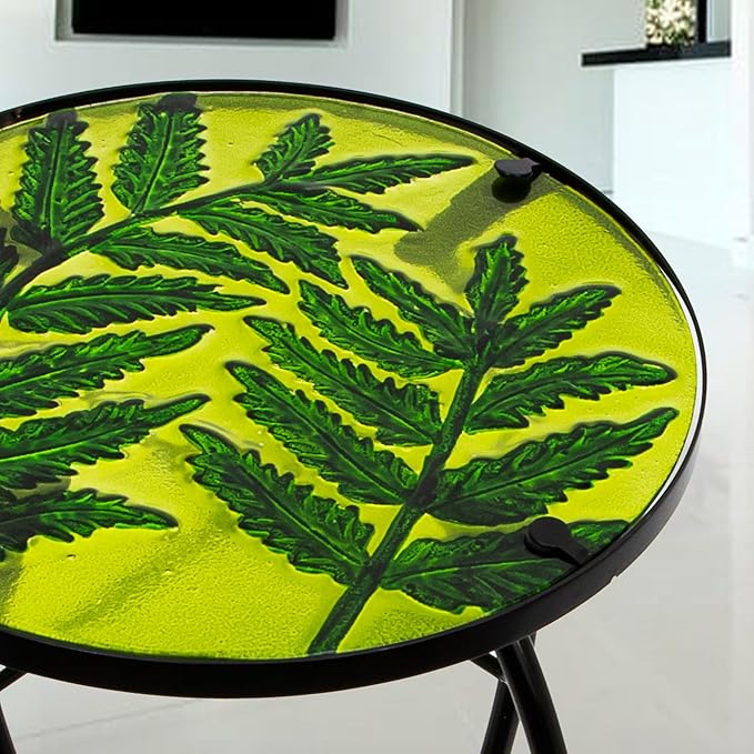 Subtropical Leaf Patio Table,Outdoor Side Table,Outdoor Bar Table | WEIBEFEE; 10 Inch; for Porch Garden Yard Pool Living Room; Fade-resistant; Great gift choice; Decoration Gifts