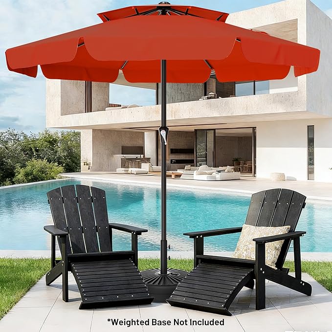 AreShark 12ft 2-Tier Patio Umbrella with Valance - Outdoor Umbrella Waterproof UV Protection, Market Table Umbrella w/ 8 Sturdy Ribs&Crank for Pool, Backyard, Garden(Orange)