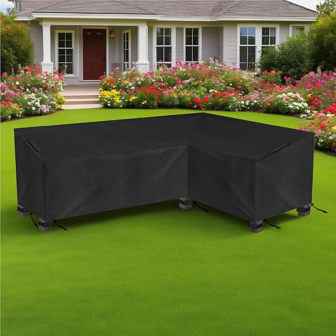 Patio sofa Covers, Heavy Duty and Waterproof Outdoor Garden Patio Furniture L-shaped Covers Fits Up to 106-83W x 33.5D x 35H inches