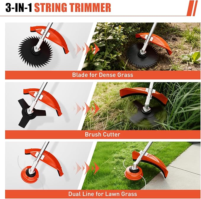 Baotree 52cc 6 in 1 Gas Hedge Trimmer, Weed Eater, String Trimmer, Edger, Pole Saw Chainsaw Pruner with EPA, CE and EMC Certification
