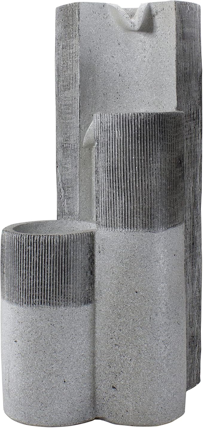 Speckled Modern Style 3-Tier Rainfall Outdoor Water Fountain - 24" - Gray