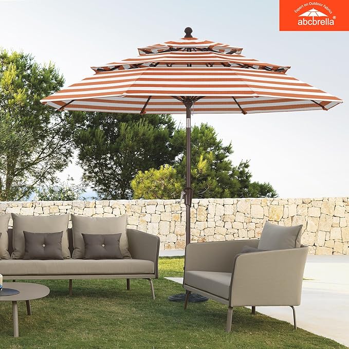 ABCCANOPY 5-Year 10-Year No Fading 9FT 3 Tiers Patio Umbrella, Outdoor Table Umbrella with 8 Sturdy Ribs for Deck, Backyard, Garden, Yard