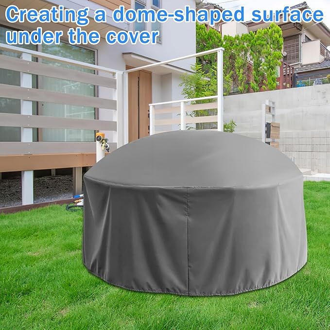 54in Dome Patio Furniture Cover Airbag, Dia Reusable Weather Resistant Dome Airbag Round Dome Airbag Kit with 4 Ropes to Fix for Outdoor Patio Furniture