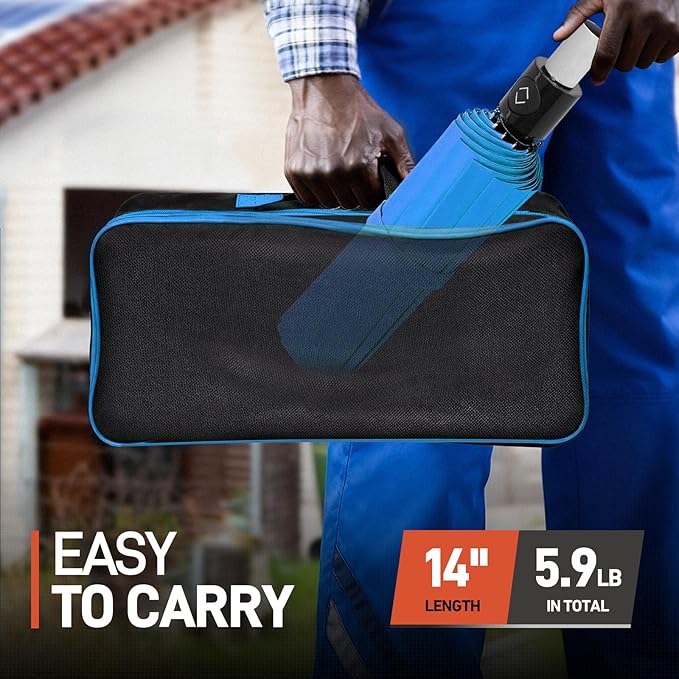 New 60" Folding Magnetic Umbrella,Designed for Outdoor Work,600lb Strong Suction Hvac Umbrella With Magnetic Base & Clamp,2-in-1 Sun & Rain Protection,180° Adjustable,Portable for HVAC(Blue)