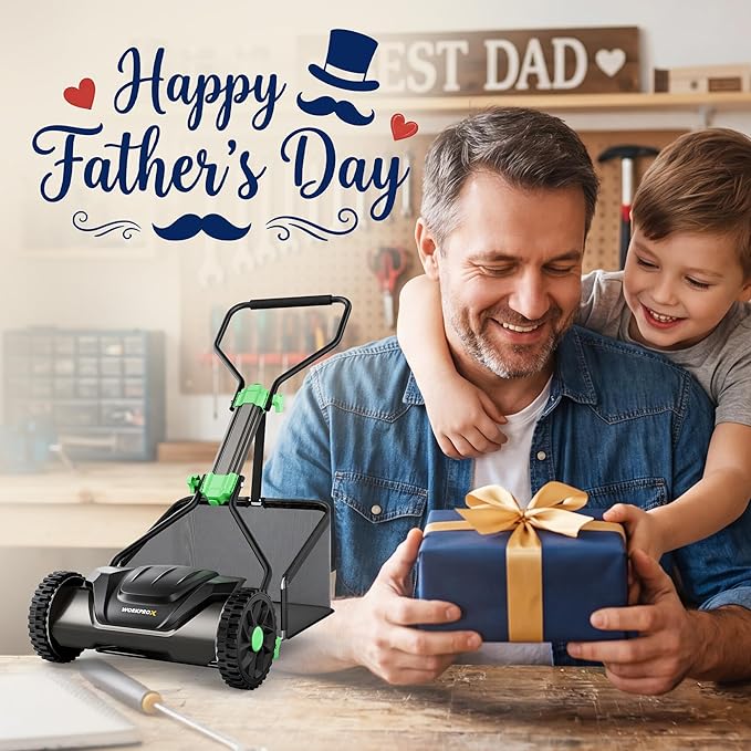 WORKPROX 16-Inch Push Reel Lawn Mower, Adjustable Height 5-Blade Reel Mower with Removable 8-Gallon Grass Catcher for Yards and Gardens, Black