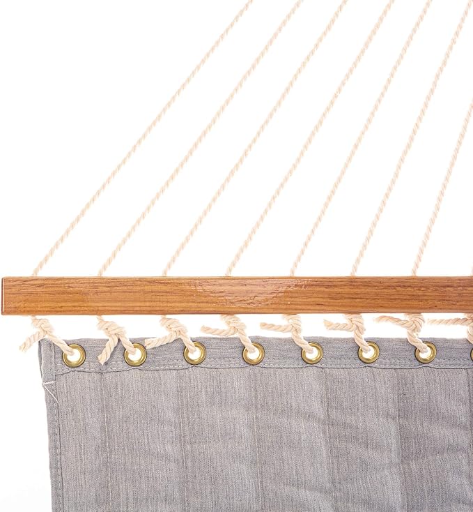 Original Pawleys Island Large Canvas Granite Sunbrella Quilted Hammock – 13 ft. x 55 in., 2-Person, 450 lb Capacity, Oak Spreader Bar, Handcrafted in The USA