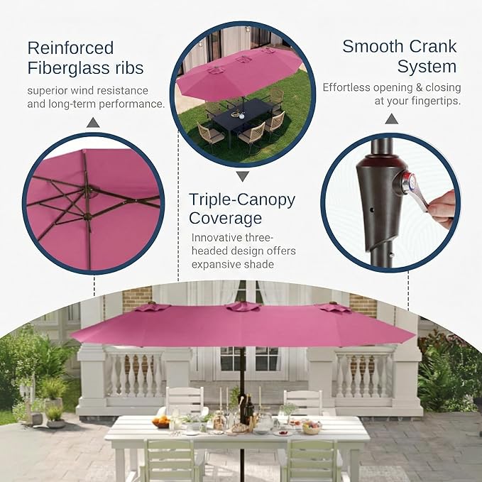 15FT Large Patio Umbrella with Base Included