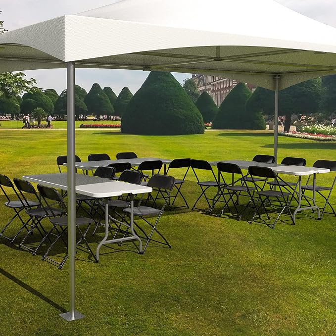 VINGLI 6 FT Plastic Folding Table Set with 6 Black Folding Chairs for Picnic, Event, Training, Outdoor Activities, at Home and Commercial Use