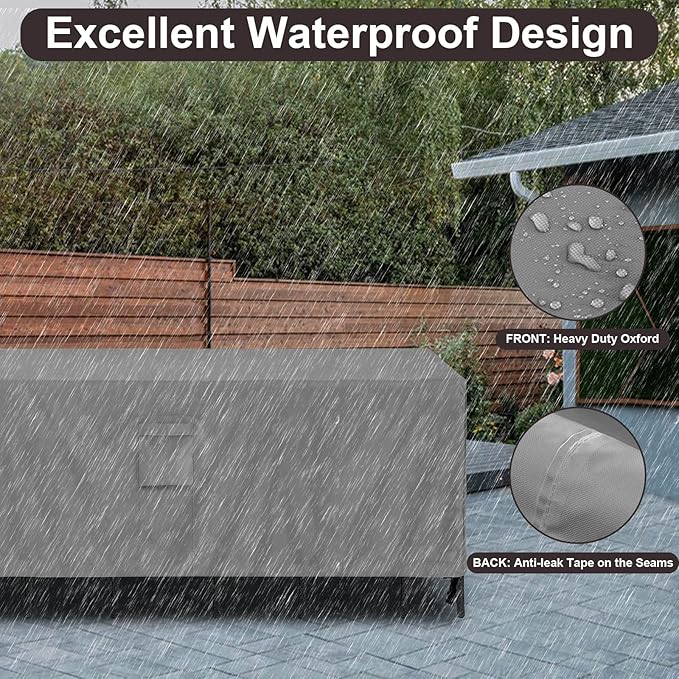 PureFit Patio Furniture Covers, Outdoor Table Furniture Cover Waterproof Rectangle, Patio Sectional Couch Set Cover for Deck, Lawn and Backyard, UV Resistant, 110"L x 84"W x 28"H, Gray