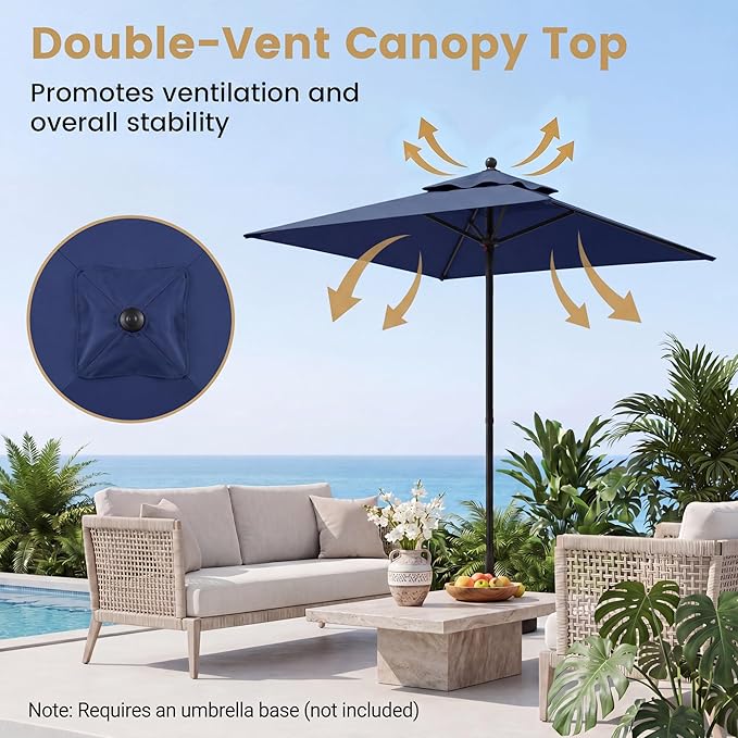 Giantex 5ft Square Patio Umbrella, Outdoor Table Umbrella with Push Bottom Tilt, 4 Sturdy Ribs, Fade Resistant & Waterproof Canopy, Market Umbrella for Deck, Pool, Backyard, Garden, Beach