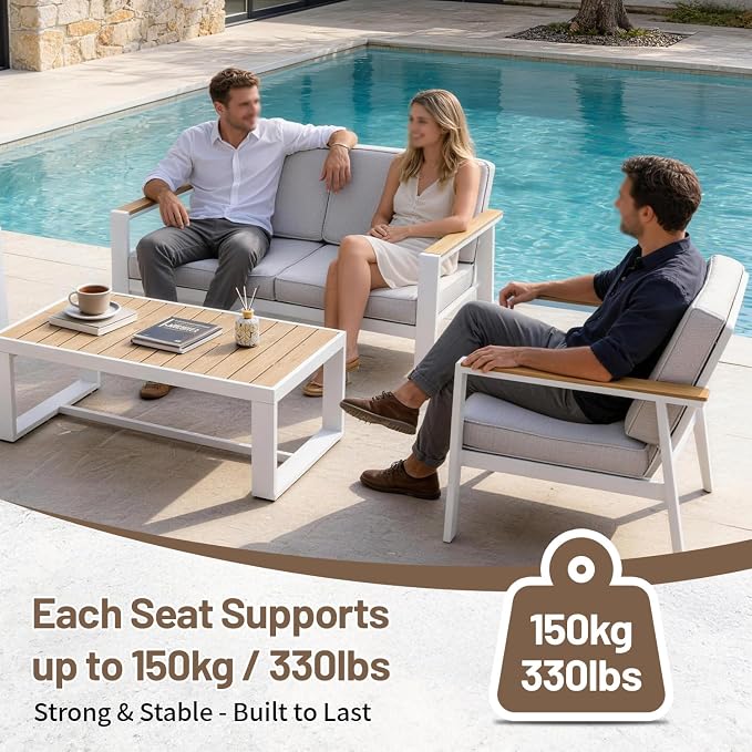 Aug-guan Aluminum Outdoor Patio Furniture Set (White, One-Table)