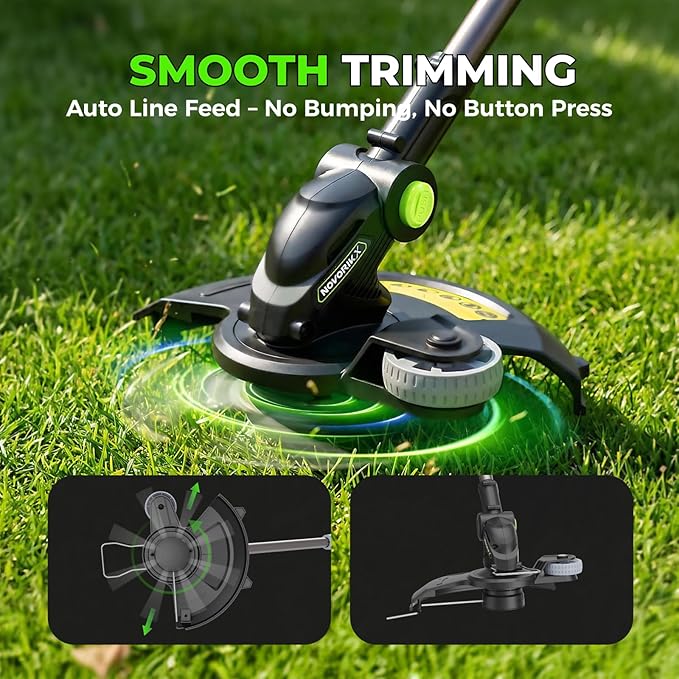 NovorikX 20V String Trimmer Cordless, 12 Inch Battery Powered Grass Trimmer for Women & Seniors, 2 x 2.0Ah Batteries & Charger Included, 3.7lbs Light Weight Weed Wacker
