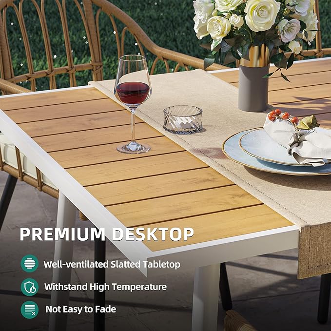 YITAHOME Outdoor Patio Dining Set 6 pcs 59" Outdoor Table and Chairs Patio Dining Furniture Sets for 6 with Chairs & Table & Bench Outdoor Dining Table Set for Garden Lawn Porch Indoor