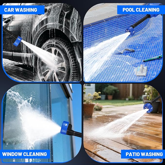 Cordless Pressure Washer, 5000 PSI Portable Power Washer with 21V 4.0Ah Battery, 6-in-1 Nozzle & Foam Cannon, Handheld Washer for Cars, Patio, Fence & Deck Cleaning.