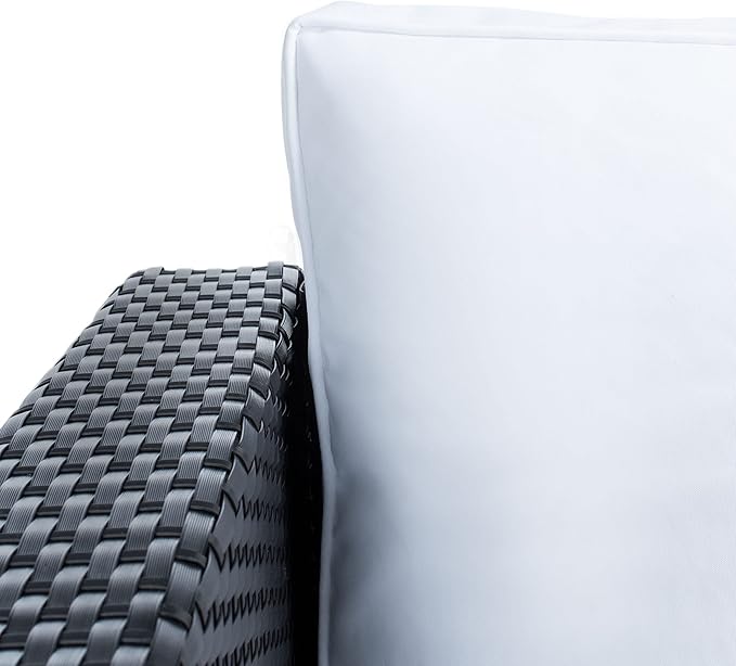 SAFAVIEH Outdoor Collection Presla Wicker Cushion 6-Piece Living Set PAT7715A-3BX, Black/White