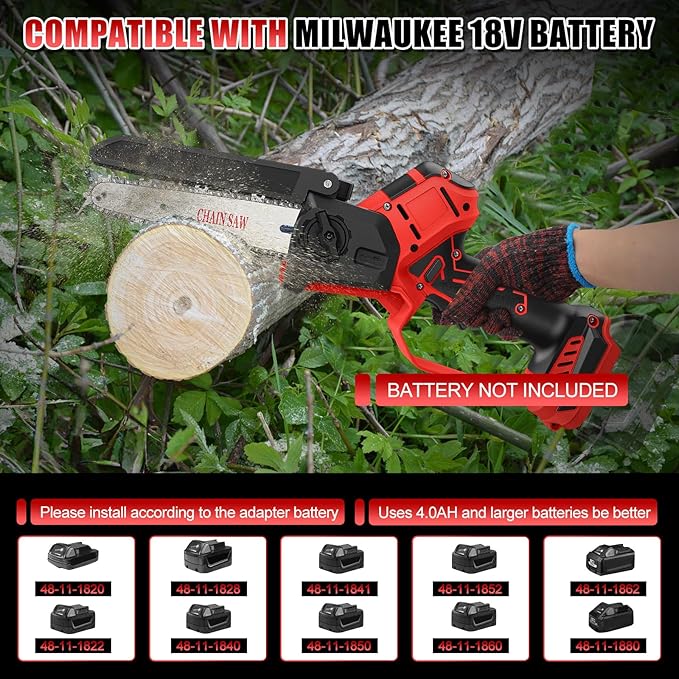 2-in-1 Cordless 6 Inch Pole Saw, Brushless Pole Chainsaws Compatible with Milwaukee M18 Battery (No Battery), with 8.5 FT MAX Extension Pole for Tree Branches Pruning, Wood Cutting
