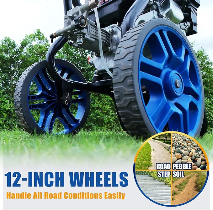 TOOLCY 3400 PSI Gas Pressure Washer, 2.8 GPM Power Washer with 212cc OHV Engine, Axial Pump, 50 FT Pressure Hose, Quick-Connect Swivel Spray Gun & 5 Nozzles for Cars, Driveways, Patios & Home