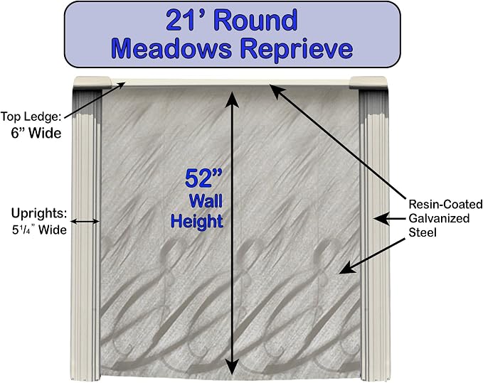 Meadows 21 ft Round Above Ground Swimming Pool Kit | 52 Inch Steel Walls | Bundle Includes: 25 Gauge Liner, A-Frame Ladder, Sand Filter System with Pump & Skimmer