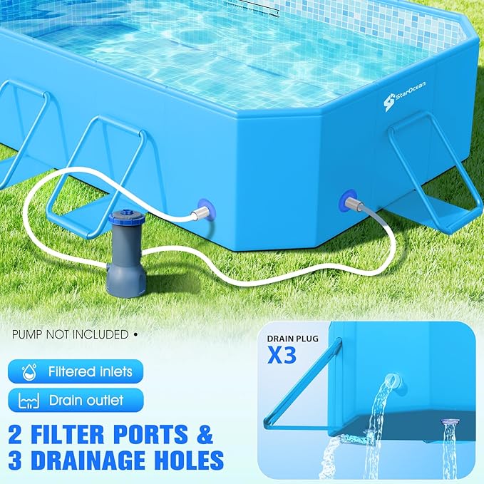 StarOcean 2026 Foldable Pool, Large Non-Inflatable Swimming Pool for Kids,Adult Collapsible Pools Hard Plastic Shell, Oversized Thickened,Portable Folding Kids Pools for Backyard 89"x48"x20"-Dark Blue