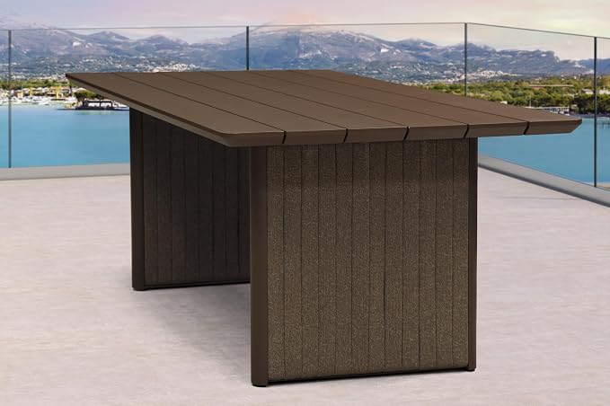 PURPLE LEAF Luxury 5-Piece Outdoor Dining Set for 4 Powder-Coated Aluminum Patio Table and Handwoven Olefin Rope Chairs with Cushions Modern Weather-Resistant Patio Furniture Bronze Sand Color