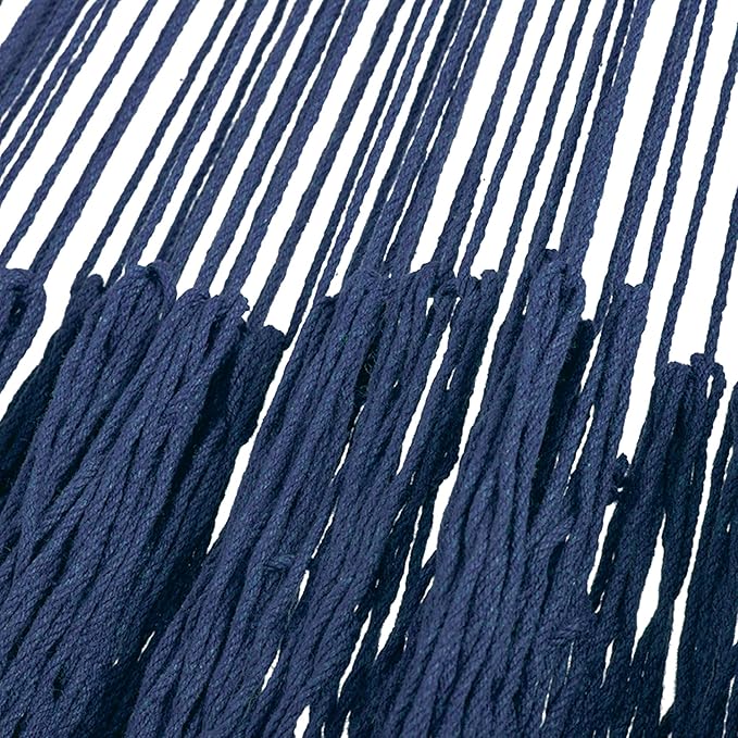 NOVICA Artisan Handmade Cotton Rope Hammock Navy Blue Mexico Solid Tropical Decor 'Uxmal Navy'(Double)