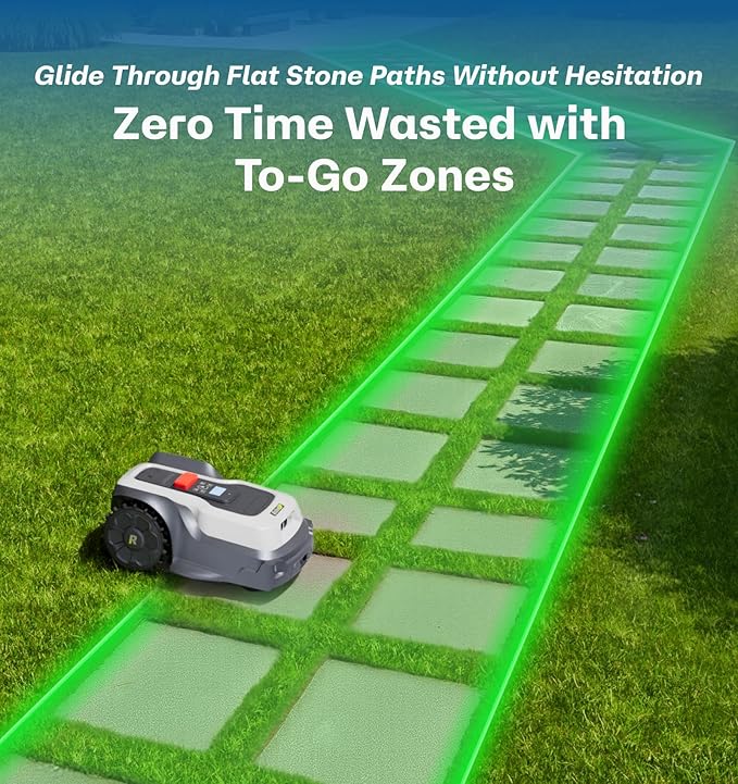 T1200Pro Wire-free Robot Lawn Mower with 24 Replacement Blades, Automatic Robot Mower for 0.37 Acre, RTK+Vision, AI Obstacle Avoidance, Adjustable Cutting Height Multi-Zone Mowing Robotic Mower