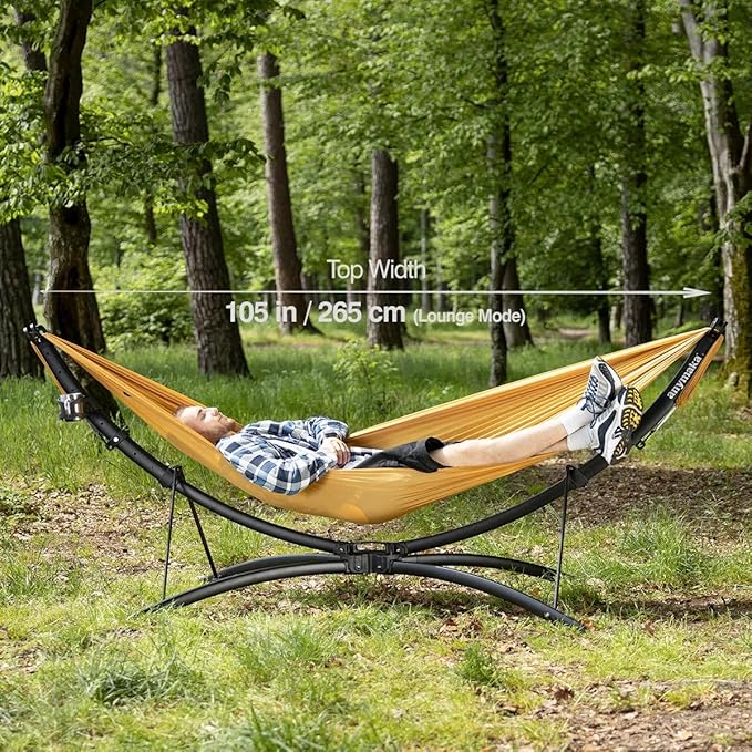 anymaka Set Up in 3 Seconds Adjustable Portable Aluminum Alloy Hammock Stand for Outside with Chair Mode & Lounge Mode up to 105''