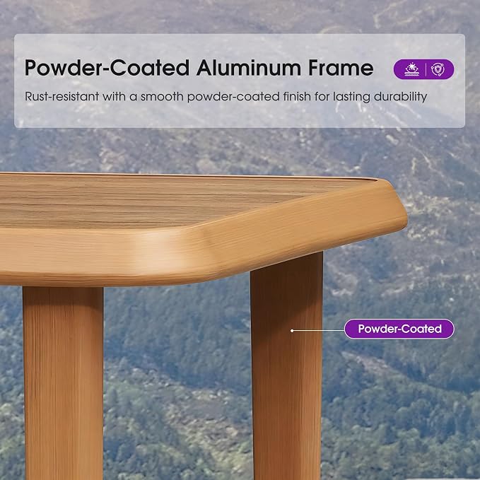 PURPLE LEAF Bar Height Table Patio Retangular Table Dining Coffee Kitchen Breakfast Bistro Outdoor Pub Bar Table for Garden Balcony, Teak