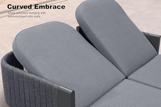 PURPLE LEAF 8 Pieces Patio Conversation Sets with 2 Person Lounge Chair All Weather Outdoor Couch Sectional Set with Ottoman Patio Conversation Set for Garden Poolside Backyard Gray