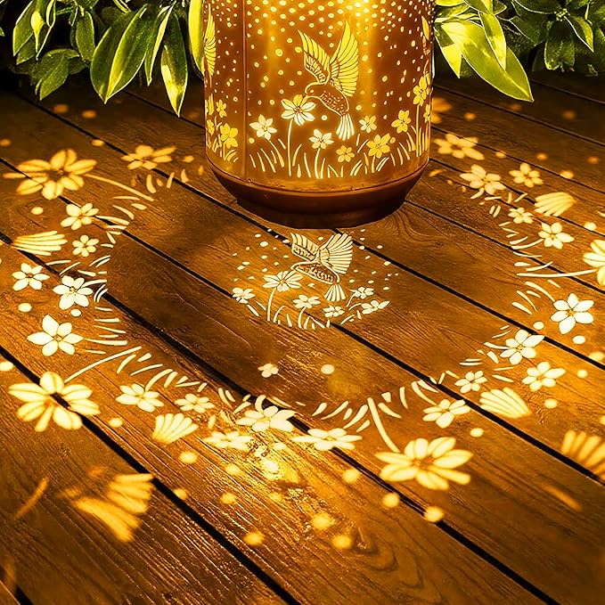 SRNPMIU Solar Lanterns Garden Decor, Solar Light Outdoor Waterproof, Hummingbird Hanging Lantern Lights for Women Mom Grandma, Yard Decorations Lanterns for Yard, Patio, Backyard, Porch