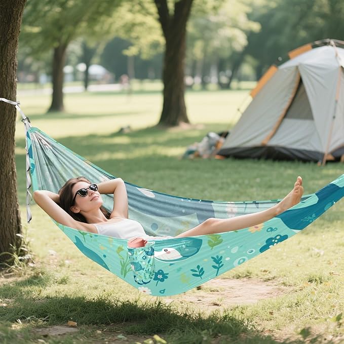 Delicate Cartoon Orca Green 330lb Capacity Hammocks Tree Hammock for Indoor Outdoor Patio jamaca para Patio