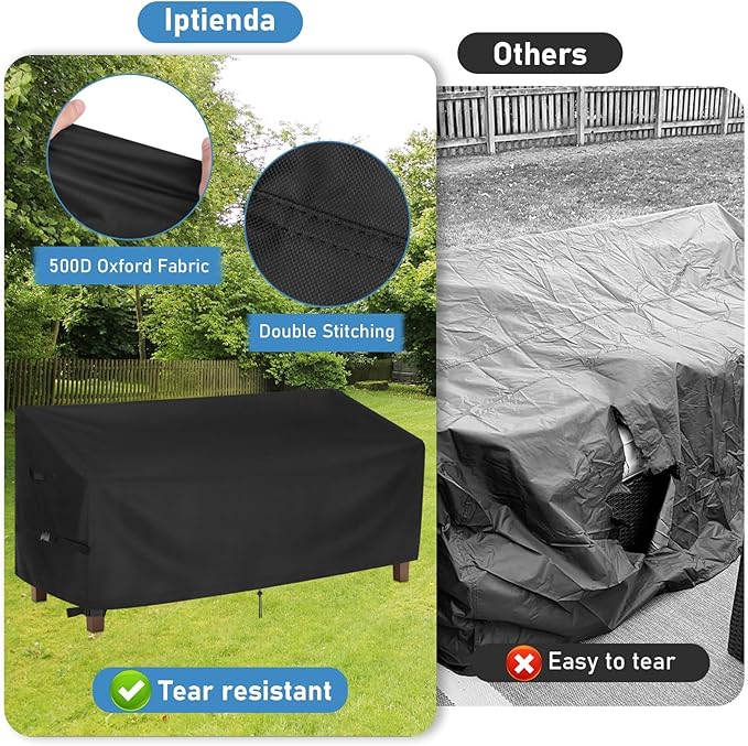 Outdoor Bench Cover for SERWALL Benches, 49inch Patio Bench Covers Waterproof Heavy Duty for Entryway Bench/Garden Benches, Black-49x23x35in