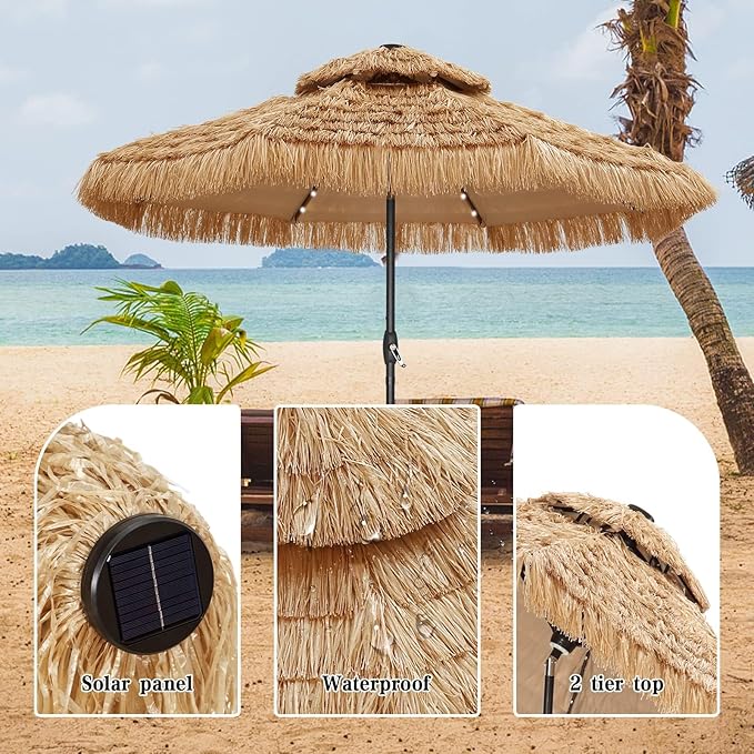 7.5FT Patio Umbrella, Outdoor Table Umbrella, Market Umbrella with Push Button Tilt and Crank for Garden, Lawn, Deck, Backyard & Pool